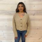Popcorn Button Down Sweater Cropped Cardigan