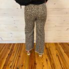Leopard Frayed Edge Wide Leg High Waist Jeans