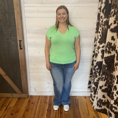 Color Block Loose Fit V Neck Knitted Top