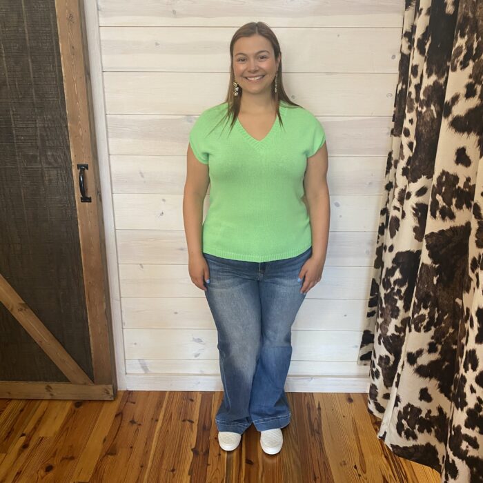 Color Block Loose Fit V Neck Knitted Top