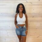 Betty-Mid Rise Tummy Control Vintage Wash Release Hem Shorts