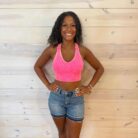 Stone Washed Ribbed Racerback Tank Top with Removable Bra Pads