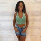 Stone Washed Ribbed Racerback Tank Top with Removable Bra Pads