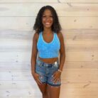 Stone Washed Ribbed Racerback Tank Top with Removable Bra Pads