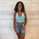 Stone Washed Ribbed Racerback Tank Top with Removable Bra Pads