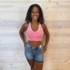 Stone Washed Ribbed Racerback Tank Top with Removable Bra Pads