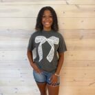 Glitter Lace Bow 100%  Cotton Tee