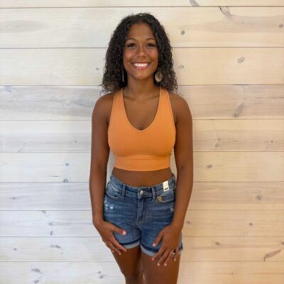 Athletic Racerback Bra Padded Cropped Sports Bra