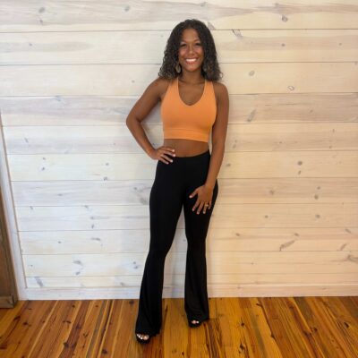 Cher Solid Raw Edge Flare Yoga Pants