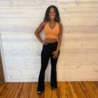 Cher Solid Raw Edge Flare Yoga Pants