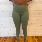 Brushed Microfiber Wide Waistband Full Length Leggings with V-Back Scrunch