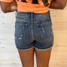 Bailey-Mid Rise Destroyed Dad Short with Yoke Pocket and Faux Selvedge Cuff
