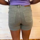 Beth-Mid Rise Tummy Control Dyed with Back Pocket Embroidery Shorts