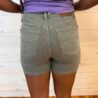 Beth-Mid Rise Tummy Control Dyed with Back Pocket Embroidery Shorts