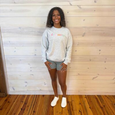 Dog Mom Rainbow Embroidered Graphic Sweatshirt