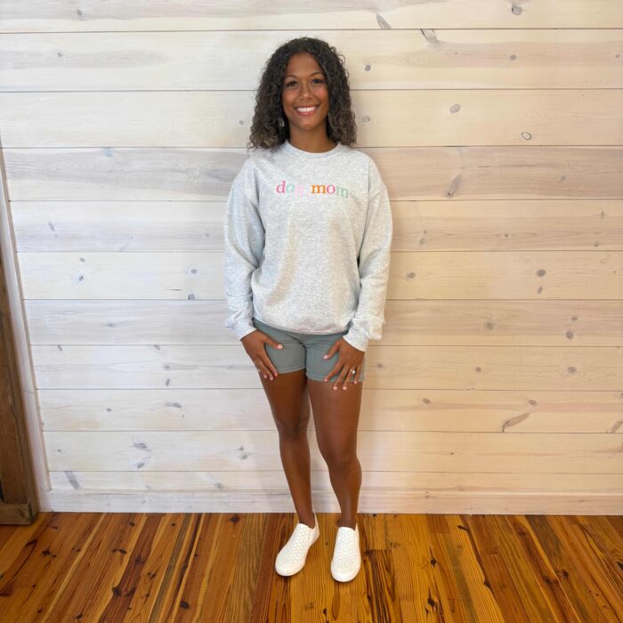 Dog Mom Rainbow Embroidered Graphic Sweatshirt