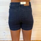 Beverly-High Waisted Denim Trouser Shorts