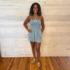 Double Layered Strapless Tube Top Romper with Pockets