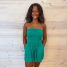 Double Layered Strapless Tube Top Romper with Pockets