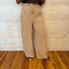 High Waisted Solid Woven Cargo Pants