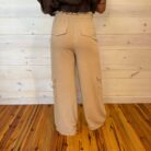 High Waisted Solid Woven Cargo Pants