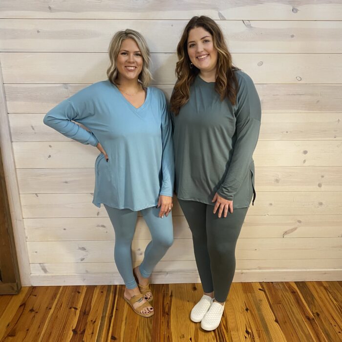 Brushed DTY Long Sleeve V-Neck Microfiber Loungewear Set Brushed DTY Long Sleeve V-Neck Microfiber Loungewear Set