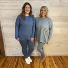 Brushed DTY Long Sleeve Round Neck Microfiber High Low Hem Loungewear Set