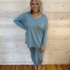 Brushed DTY Long Sleeve V-Neck Microfiber Loungewear Set