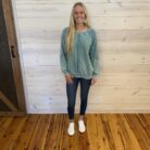 Waffle Knit Patchwork Exposed Seam Raglan Sweatshirt