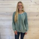 Waffle Knit Patchwork Exposed Seam Raglan Sweatshirt