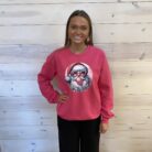 Christmas Pink Santa Blowing Bubblegum Graphic Sweatshirt