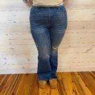 Kathy-High Waisted Contrast Wash Destroy Flare