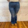 Kathy-High Waisted Contrast Wash Destroy Flare