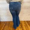 Kathy-High Waisted Contrast Wash Destroy Flare