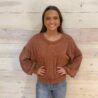 Two Tone Otto Ribbed Oversized Comfy Knit Top