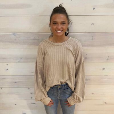 Two Tone Otto Ribbed Oversized Comfy Knit Top