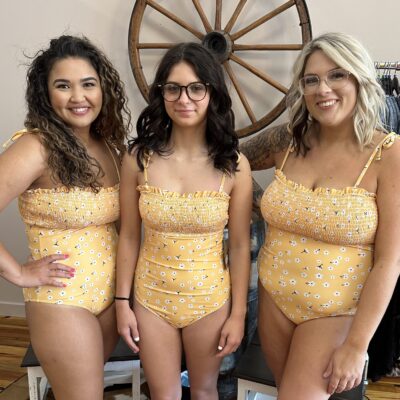 Smocked Bust Printed One-Piece Swimwear