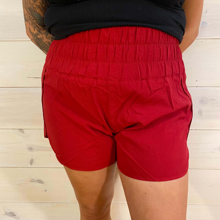 Windbreaker Smocked Waistband Running Shorts with Mesh Waist Pocket Windbreaker Smocked Waistband Running Shorts with Mesh Waist Pocket