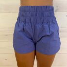 Windbreaker Smocked Waistband Running Shorts with Mesh Waist Pocket