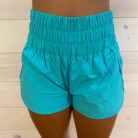 Windbreaker Smocked Waistband Running Shorts with Mesh Waist Pocket