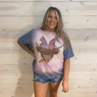 Easter Highland Cow Acid Washed Graphic Tee