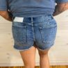 Montana-High Rise Stretch Dark Patched Work Shorts with Frayed Hem