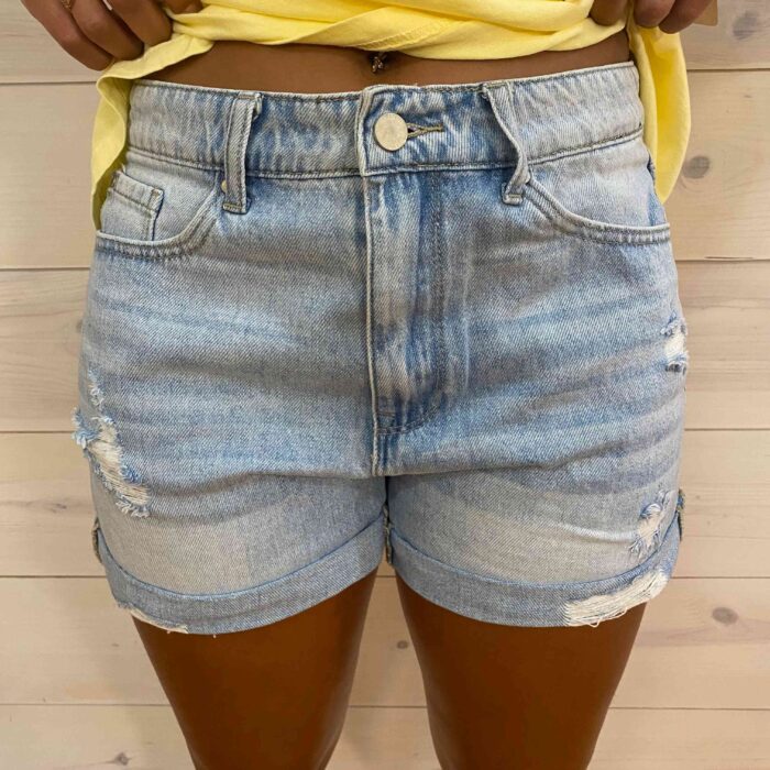 Lexi-Distressed Super High Rise Rigid Cuffed Hem Shorts