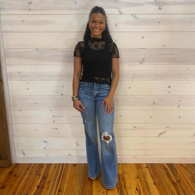 Zoe-Distressed Super High Rise 70's Inspired Flare