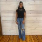 Zoe-Distressed Super High Rise 70’s Inspired Flare