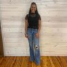 Zoe-Distressed Super High Rise 70’s Inspired Flare