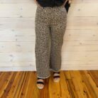 Leopard Frayed Edge Wide Leg High Waist Jeans