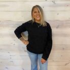 Custom Solid Ribbed Knit Round Neck Pullover Sweatshirt