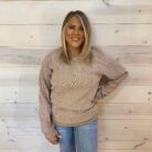 Custom Solid Ribbed Knit Round Neck Pullover Sweatshirt