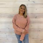 Custom Solid Ribbed Knit Round Neck Pullover Sweatshirt